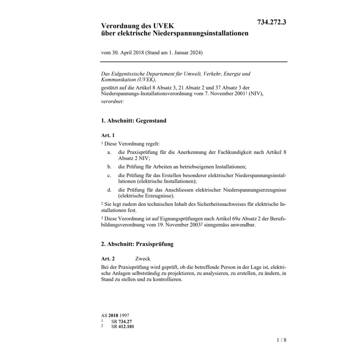 V elektrisch Niederspannungsinstallation