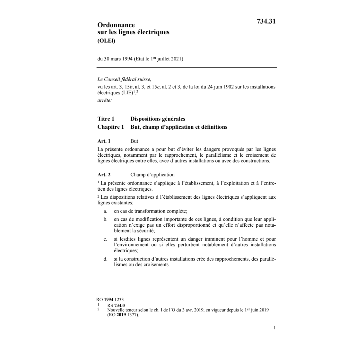 O sur les lignes électriques, OLEI