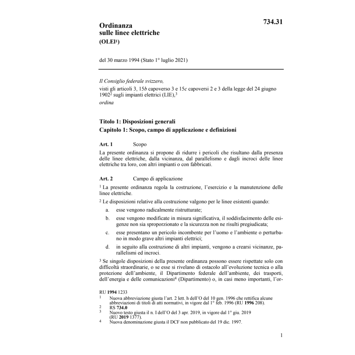 O sulle linee elettriche, OLEl
