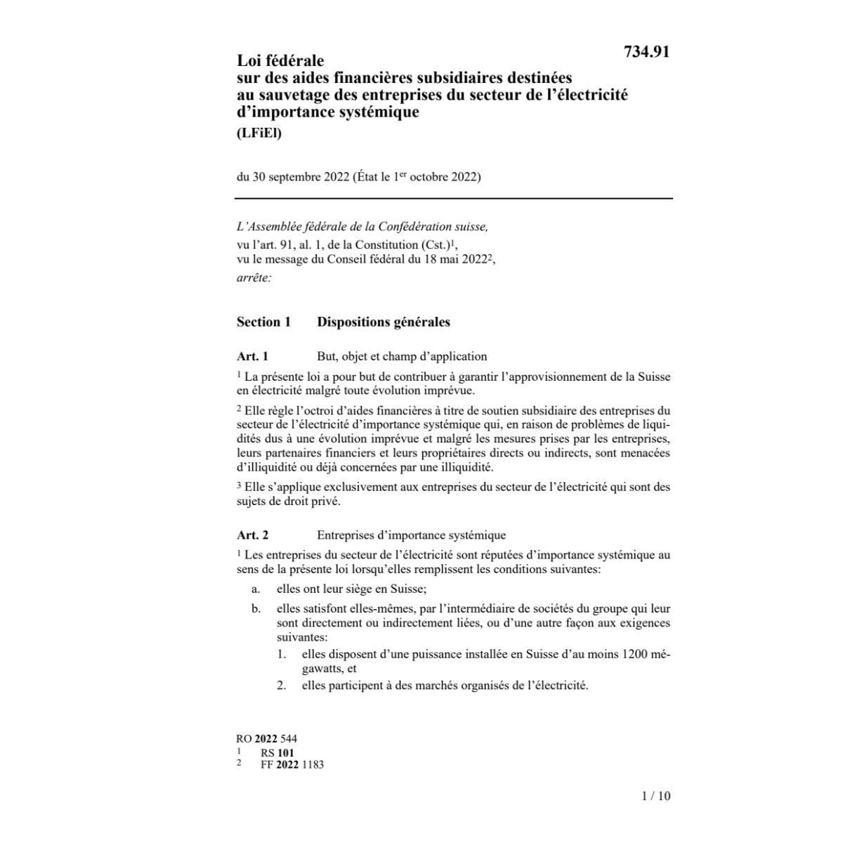 LF aides financière secteur électricité
