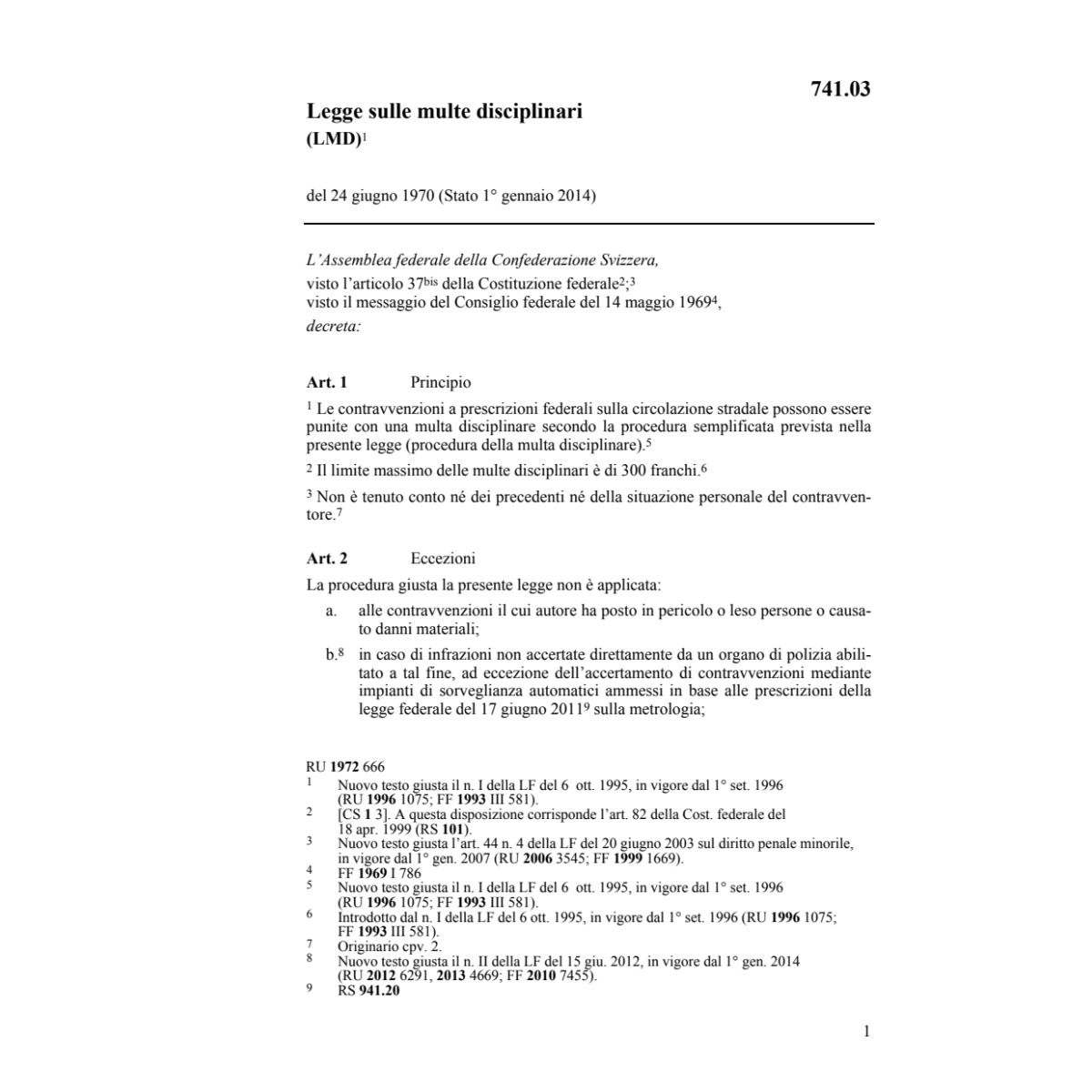 Legge sulle multe disciplinari, LMD