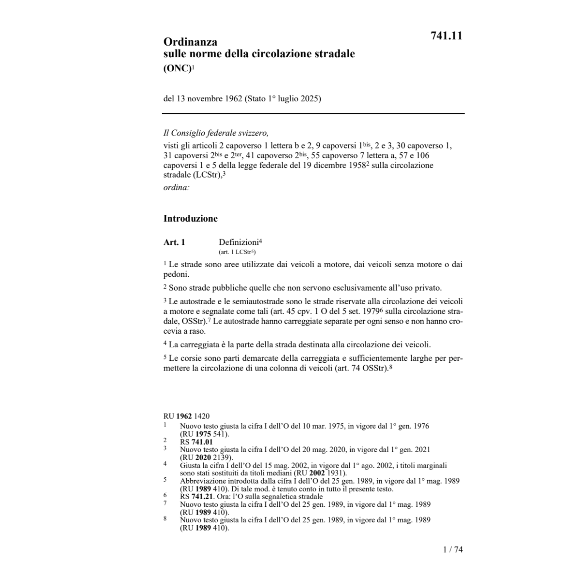 O sulle norme circolazione stradale, ONC