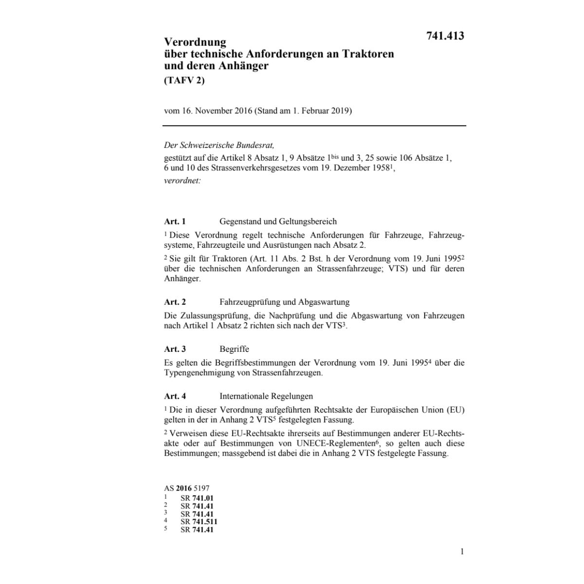 V Anforderungen landw. Traktoren, TAFV 2