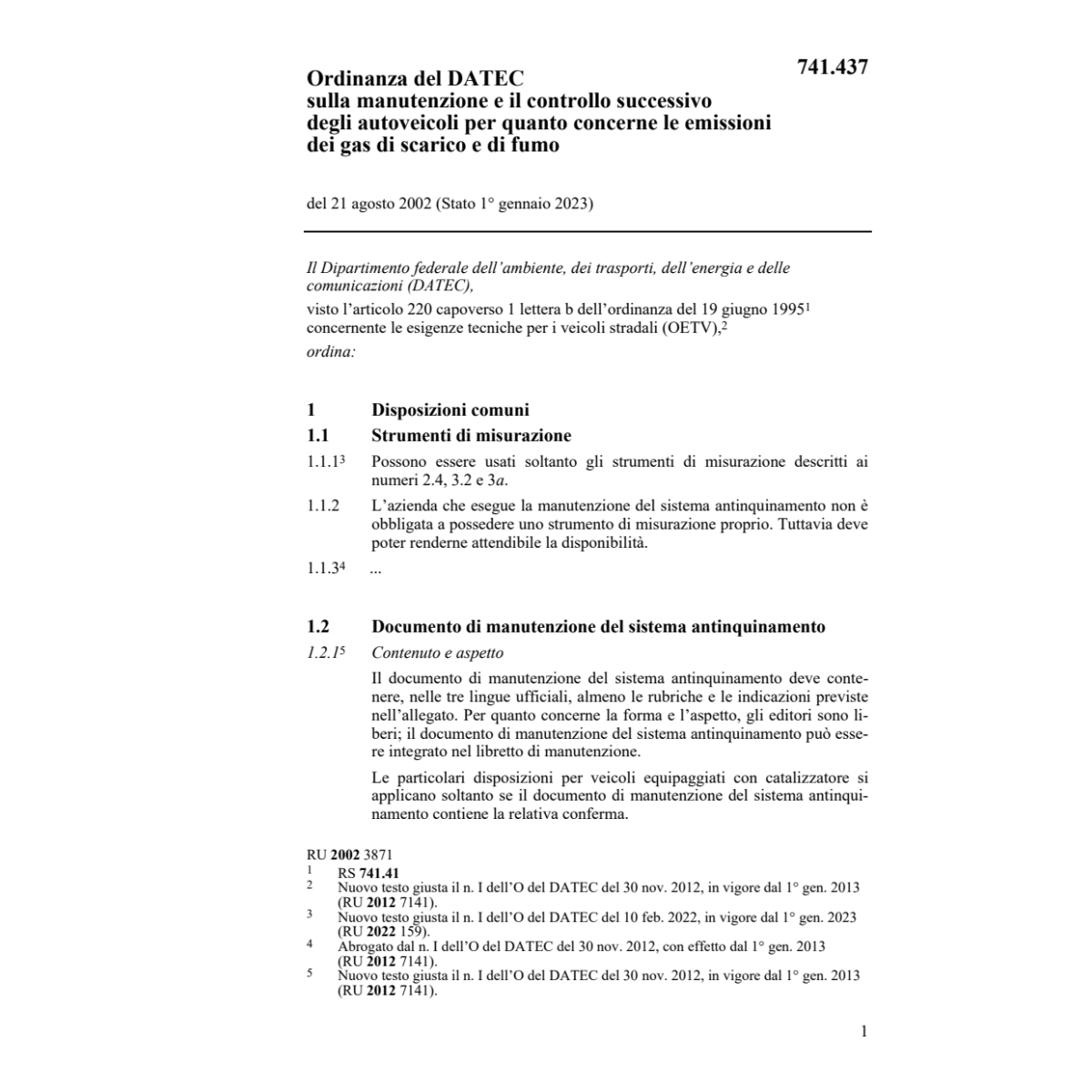 O controllo autoveicoli emissioni gas