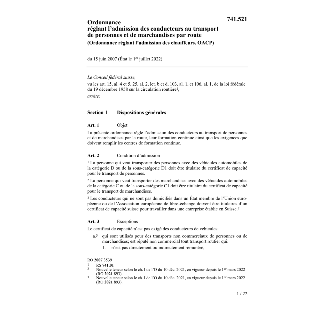 O admission chauffeurs,OACP