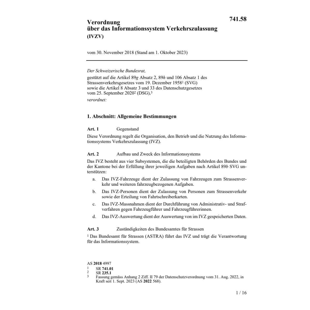 V Information. Verkehrszulassung (IVZV)