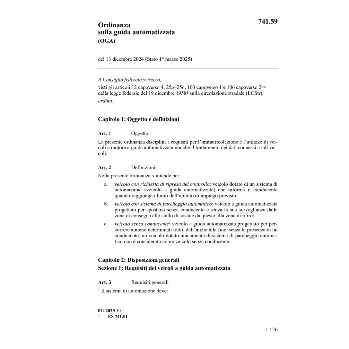 O sulla guida automatizzata (OGA)