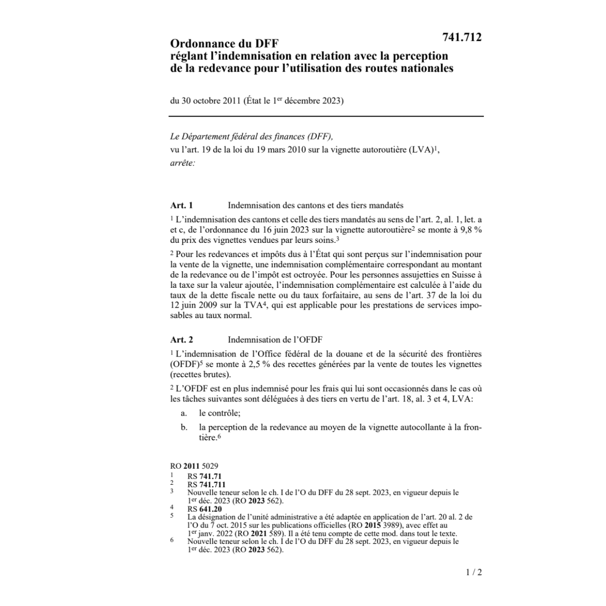 O utilisation des routes nationales