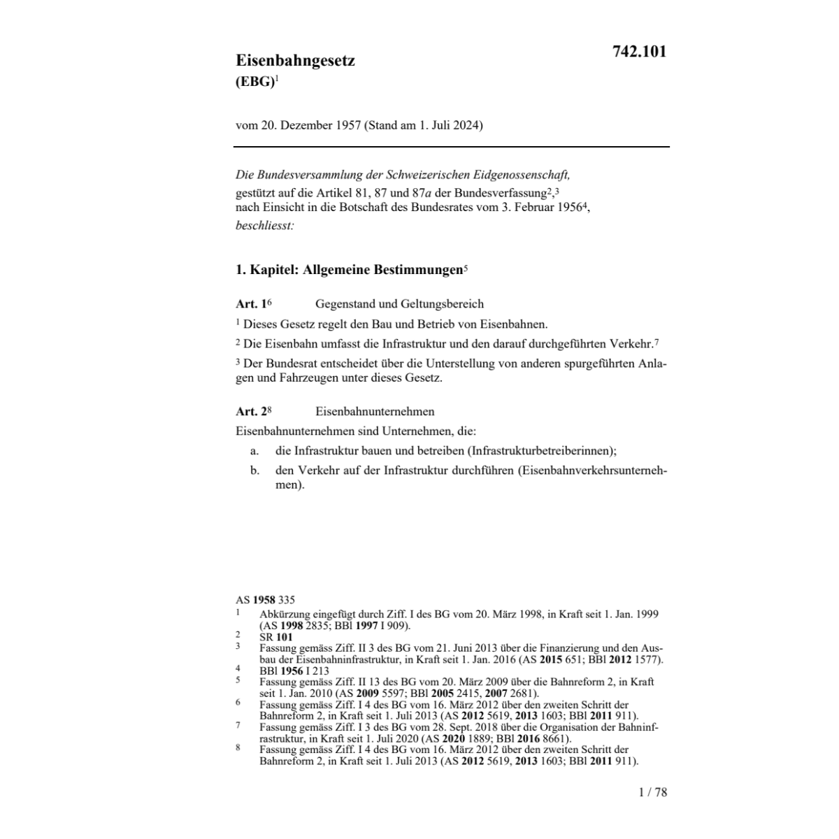 BG Eisenbahngesetz, EBG