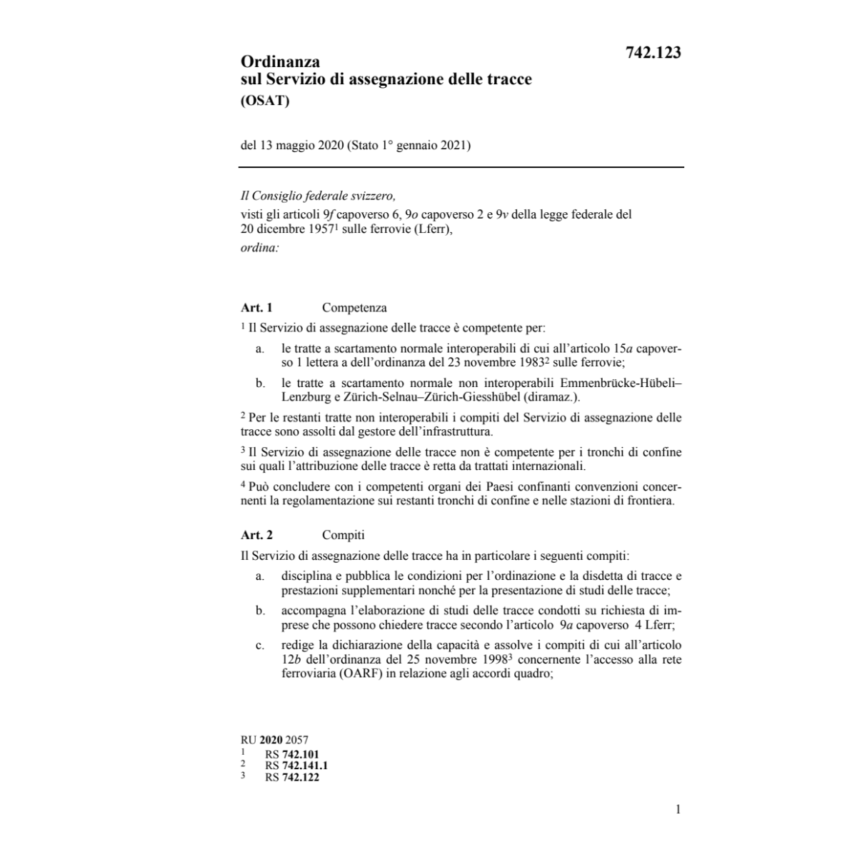 O Servizio assegnazione tracce (OSAT)