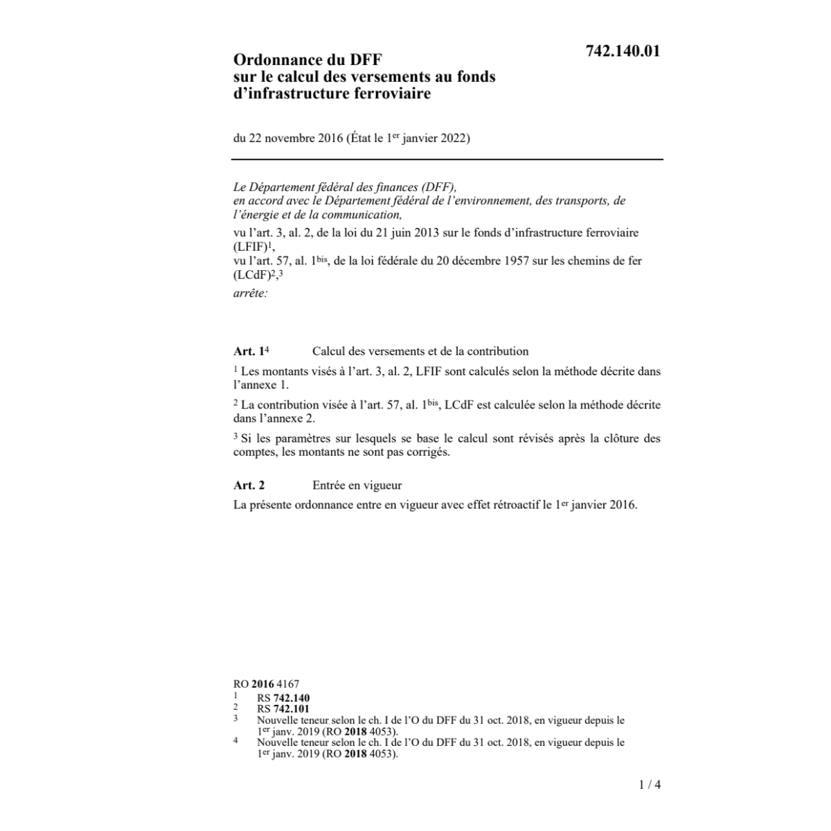 O DFF calcul verse. fonds infrastructure