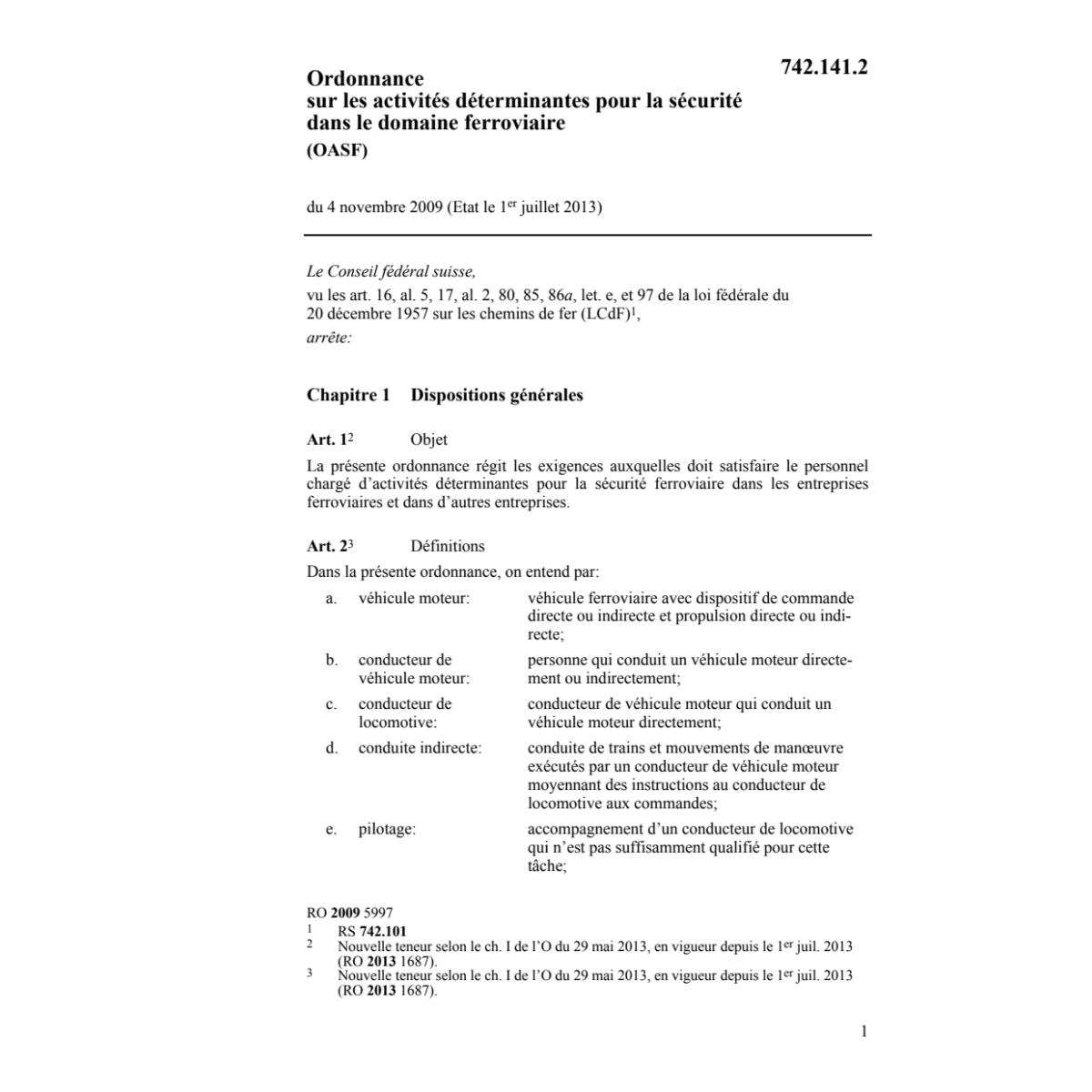 O sécurité domaine ferroviaire OASF