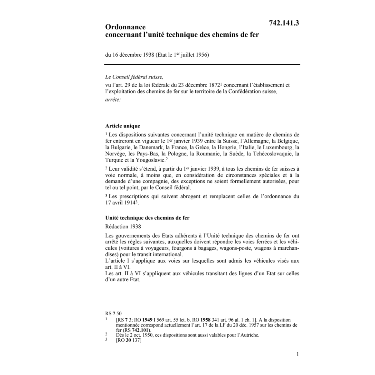 O unité technique des chemins de fer
