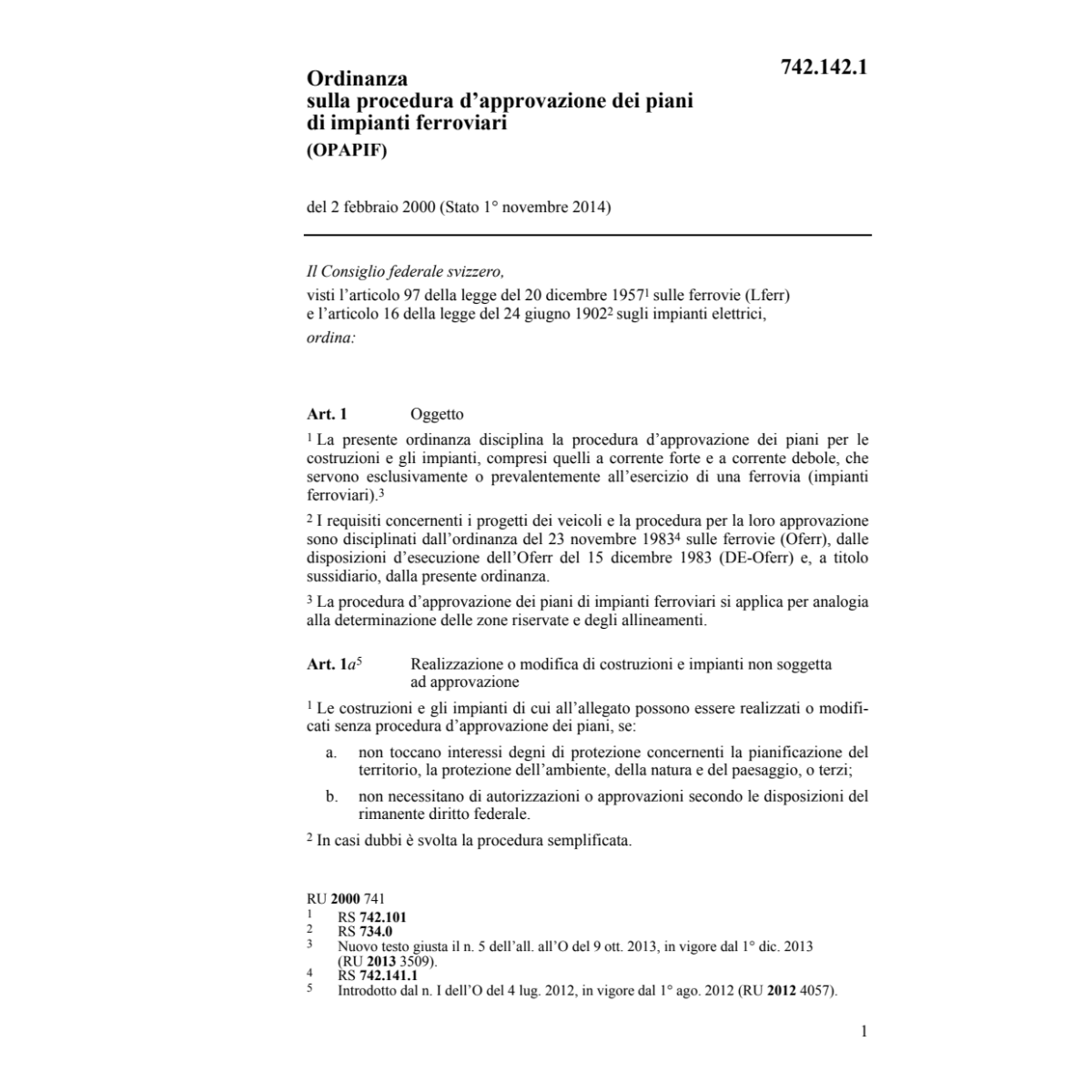 O appr. piani impianti ferroviari OPAPIF