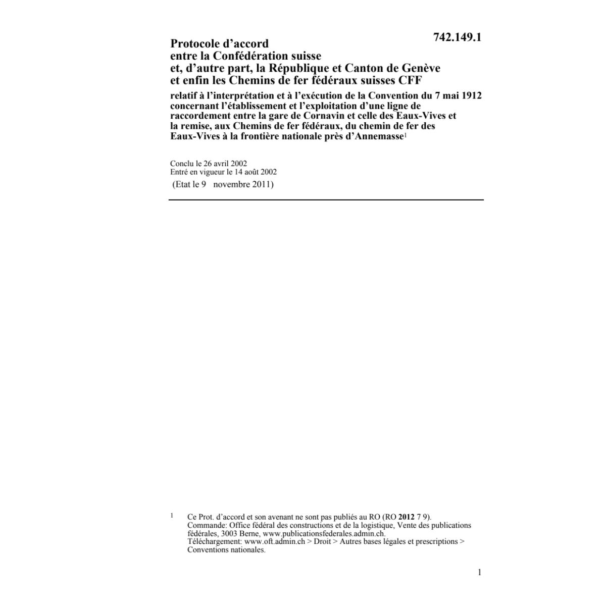 Prot. Genève CFF ligne Cornavin