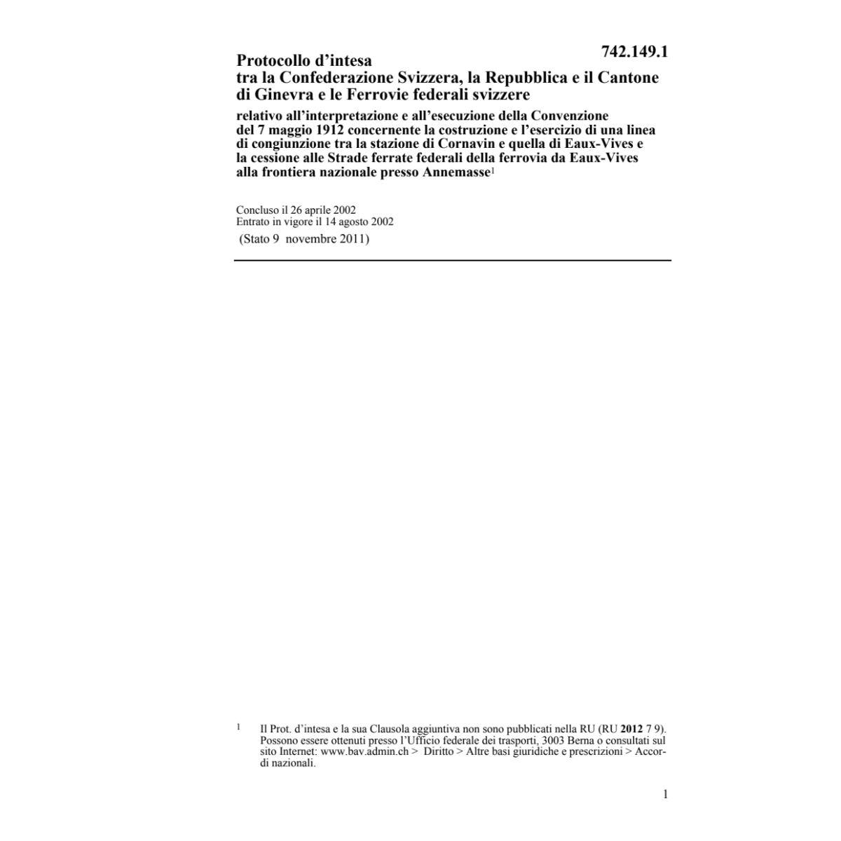 Prot. 26.4.2002 CH/GE/FFS,Conv. 7.5.1912