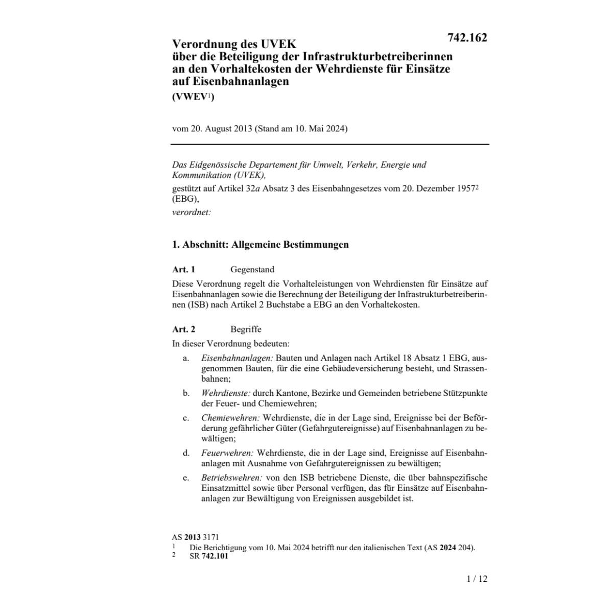 V Beteiligung Eisenbahnanlagen VWEV