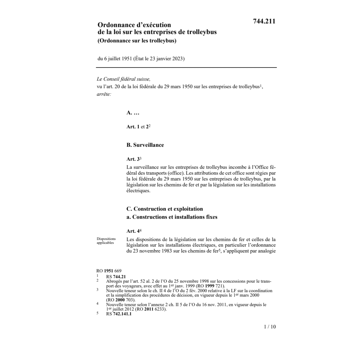 O d'exécution sur les trolleybus