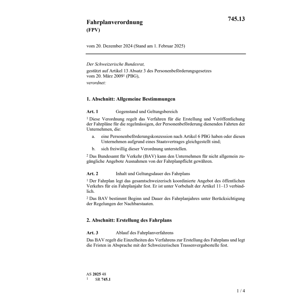 Fahrplanverordnung FPV