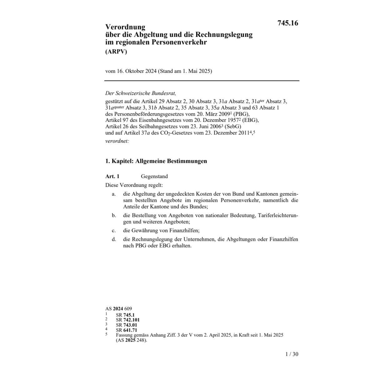 V Abgeltung reg. Personenverkehrs ARPV