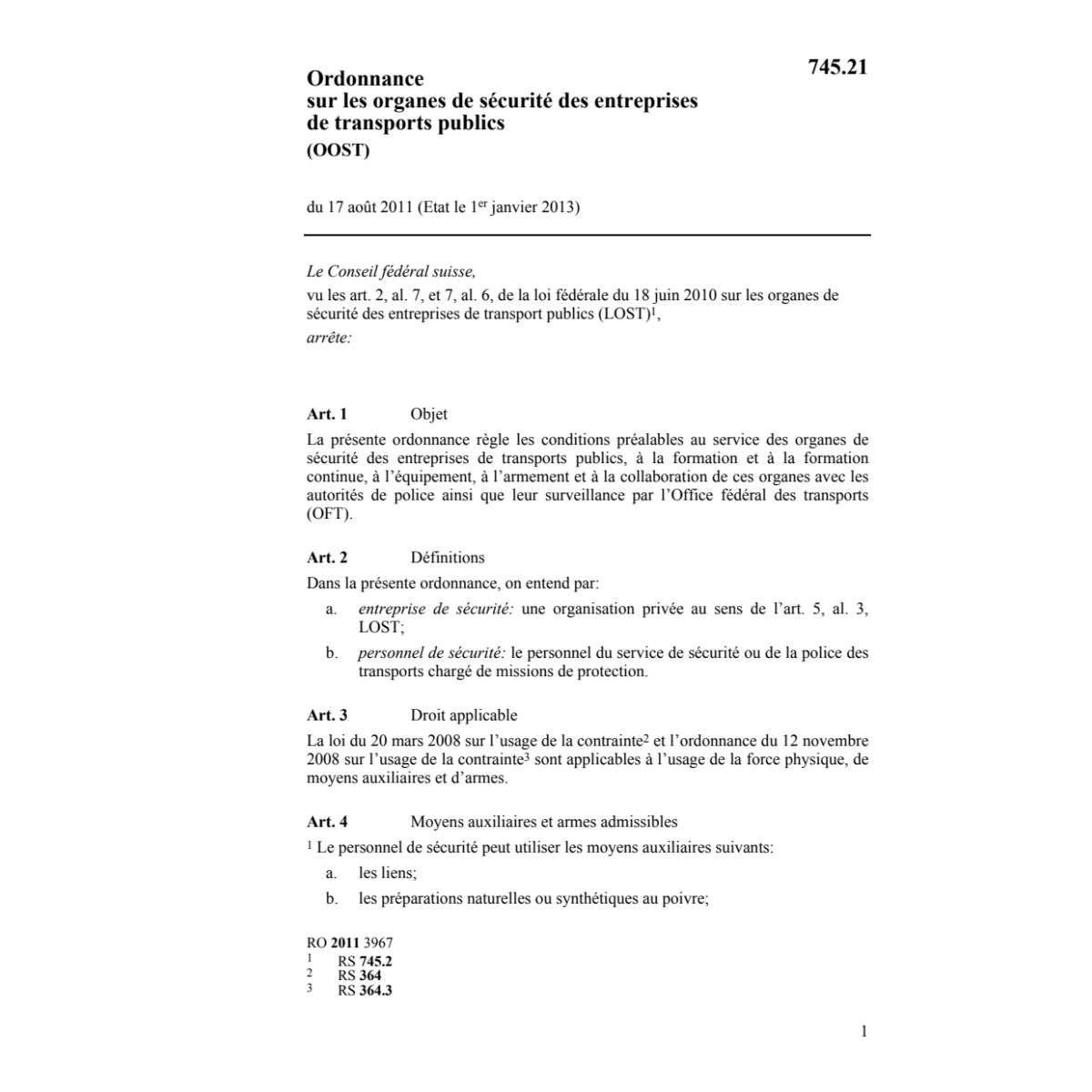 O organes sécurité transports publ OOST