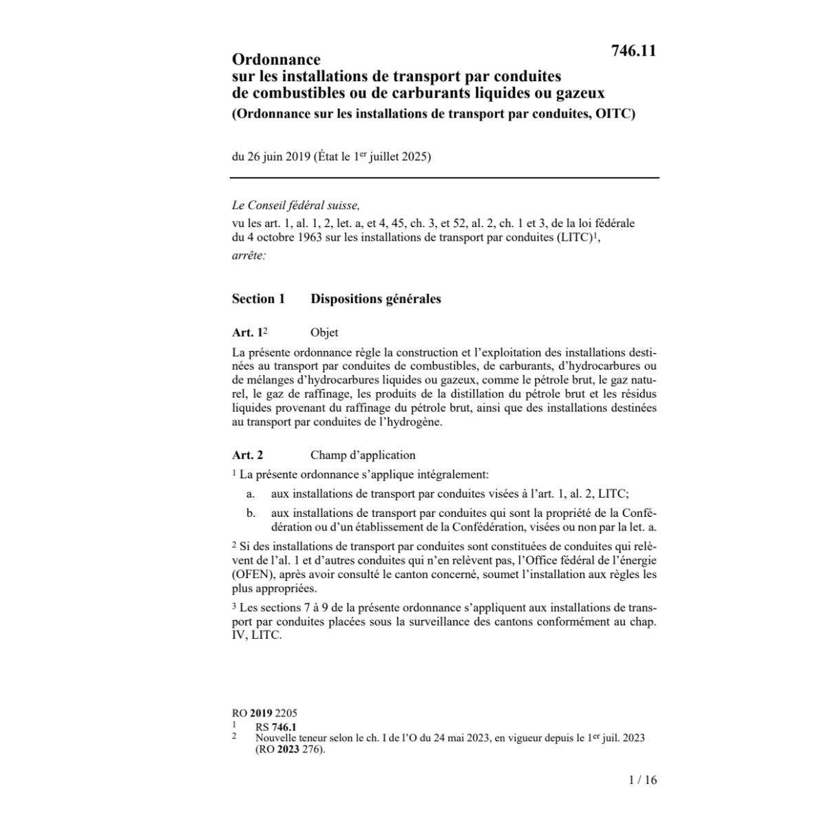 O installations transport conduites OITC