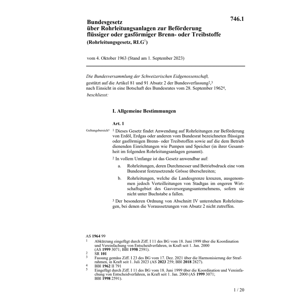 BG Rohrleitungsanlagen, RLG