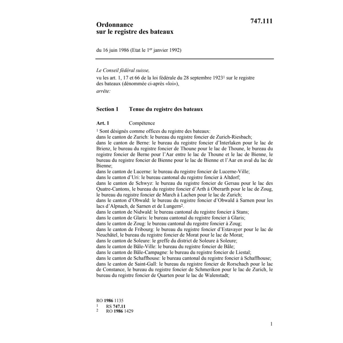 O registre des bateaux