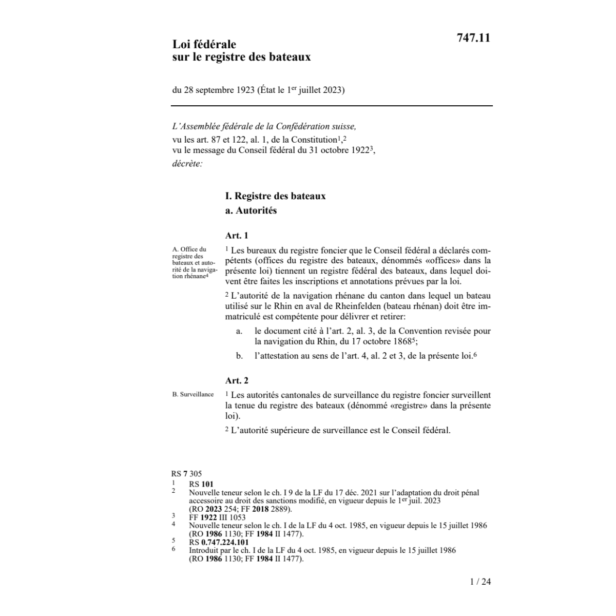 LF registre des bateaux