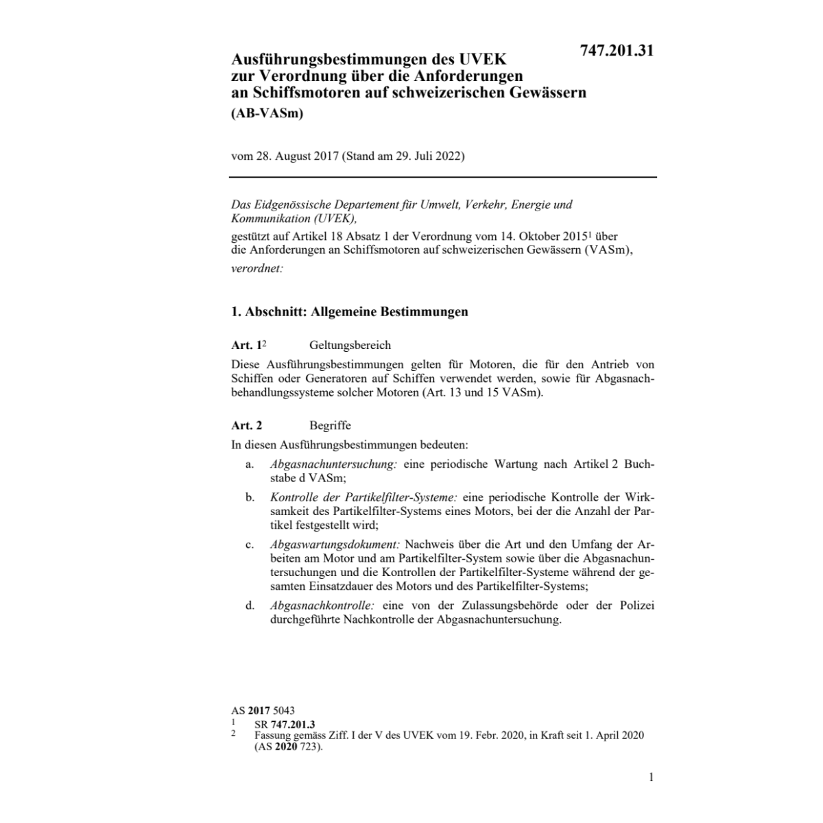 Ausführungsbest. Schiffsmotoren AB-SAV