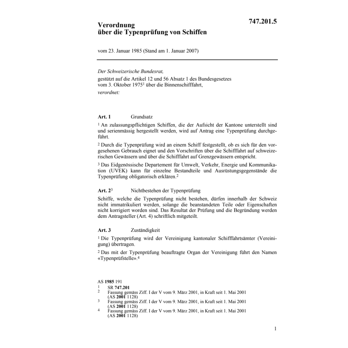 V Typenprüfung Schiffe