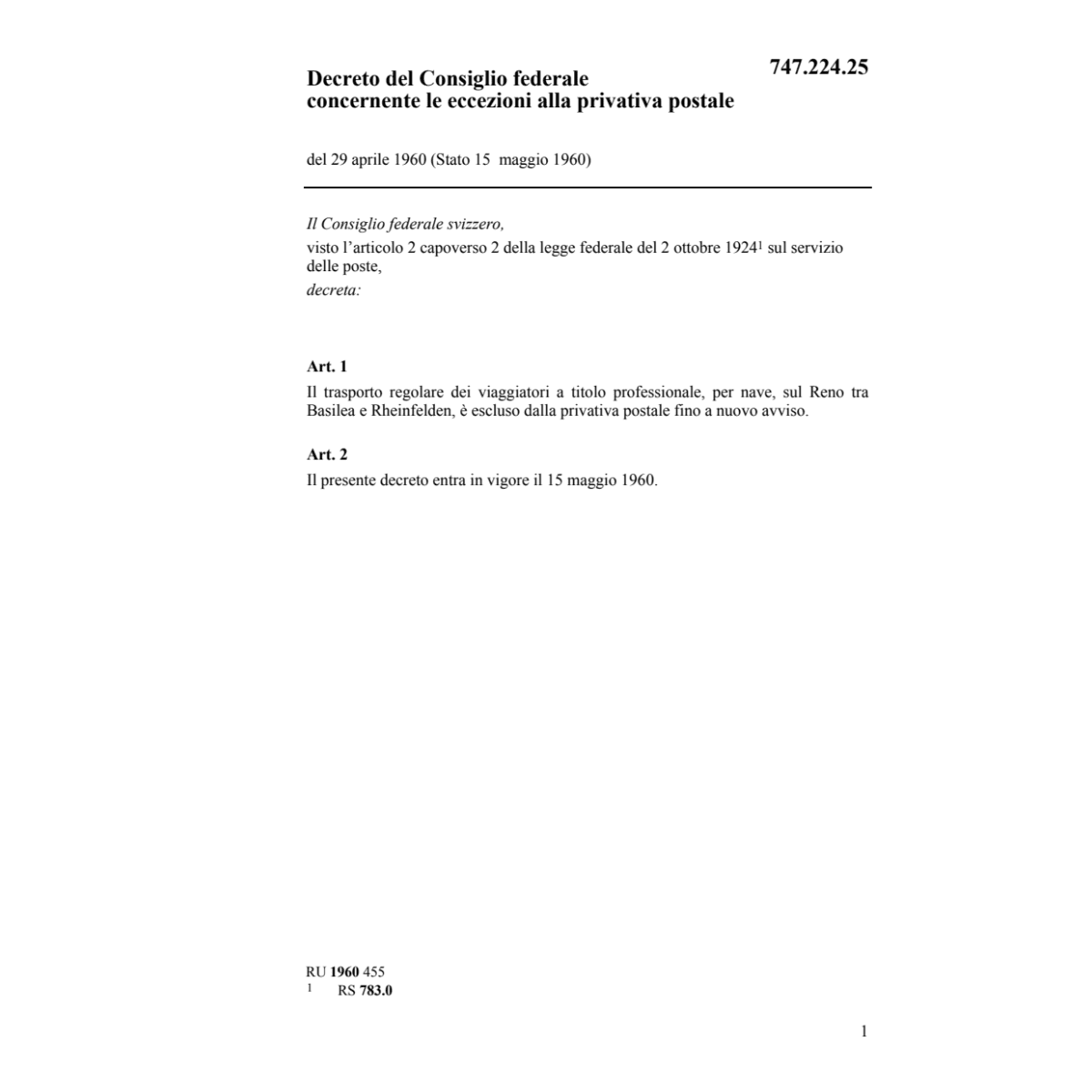 D eccezioni privativa postale