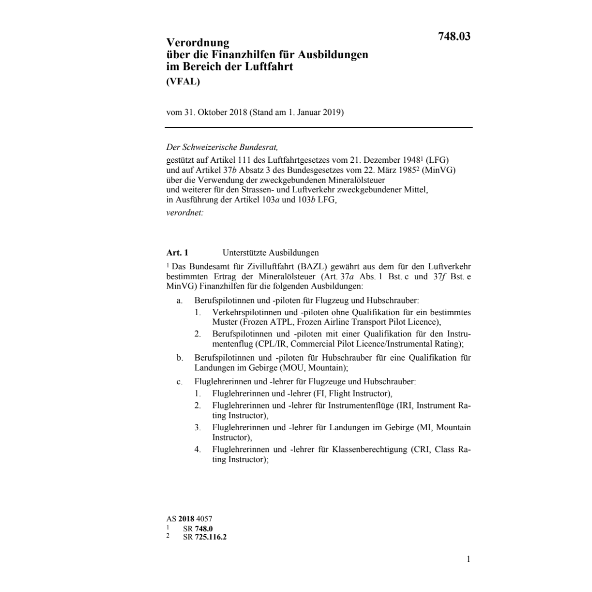 V Fnanzhilfen Luftfahrt VFAL