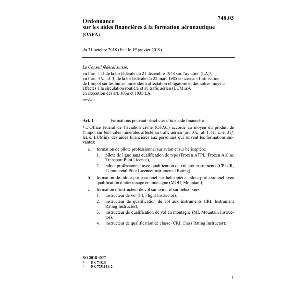O aides financières OAFA