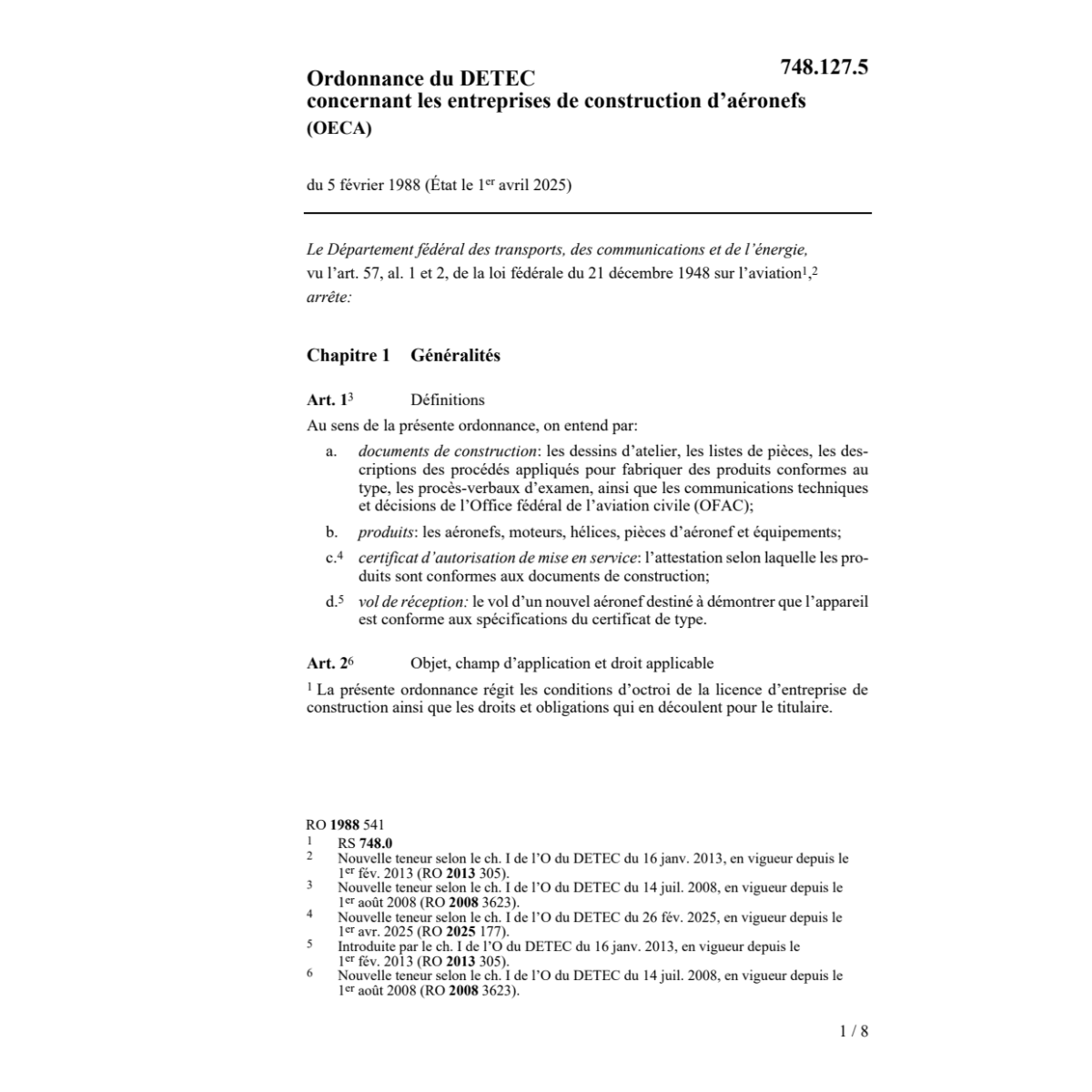 O entrepr. construction d'aéronefs, OECA