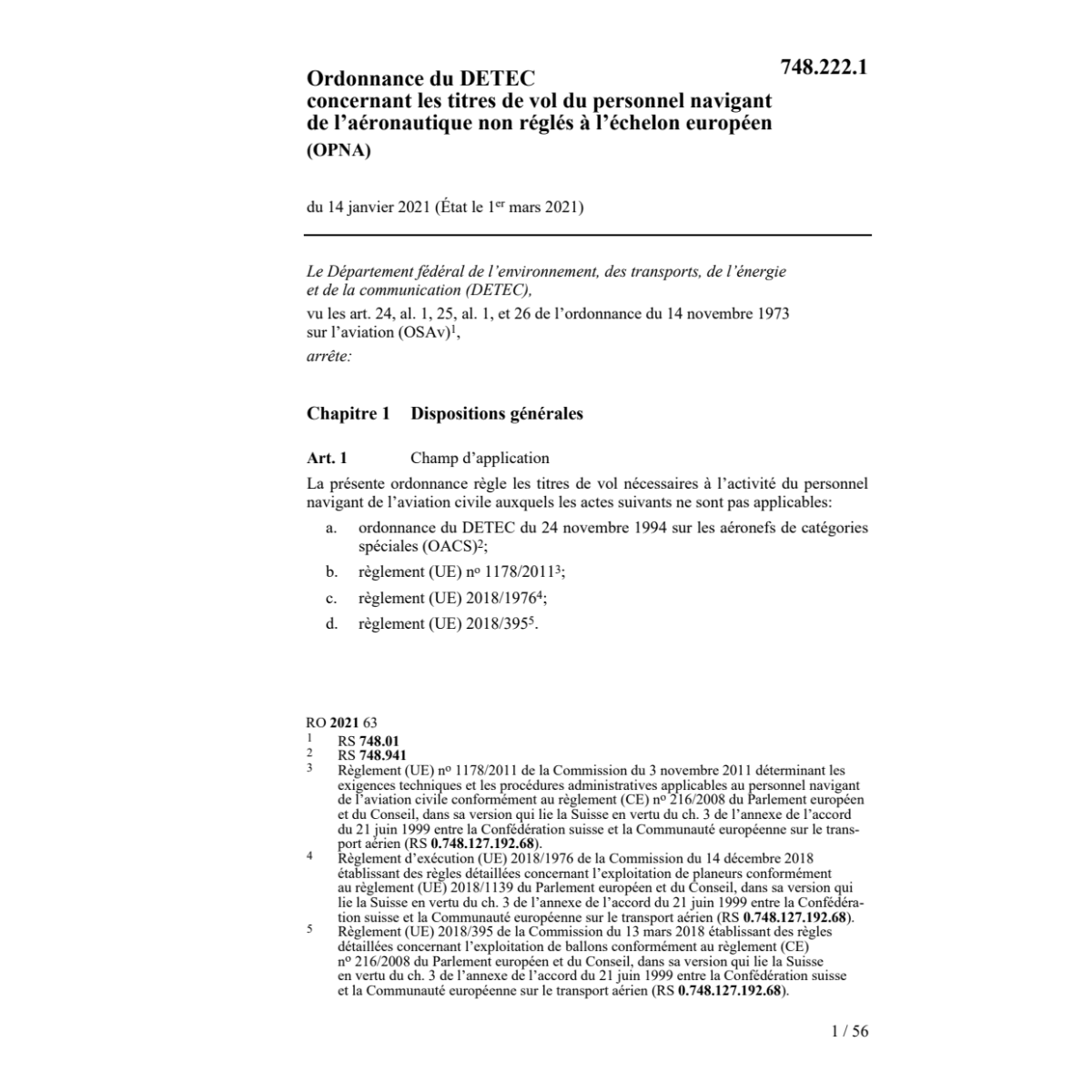 O licences personnel l'aéronautique RPN