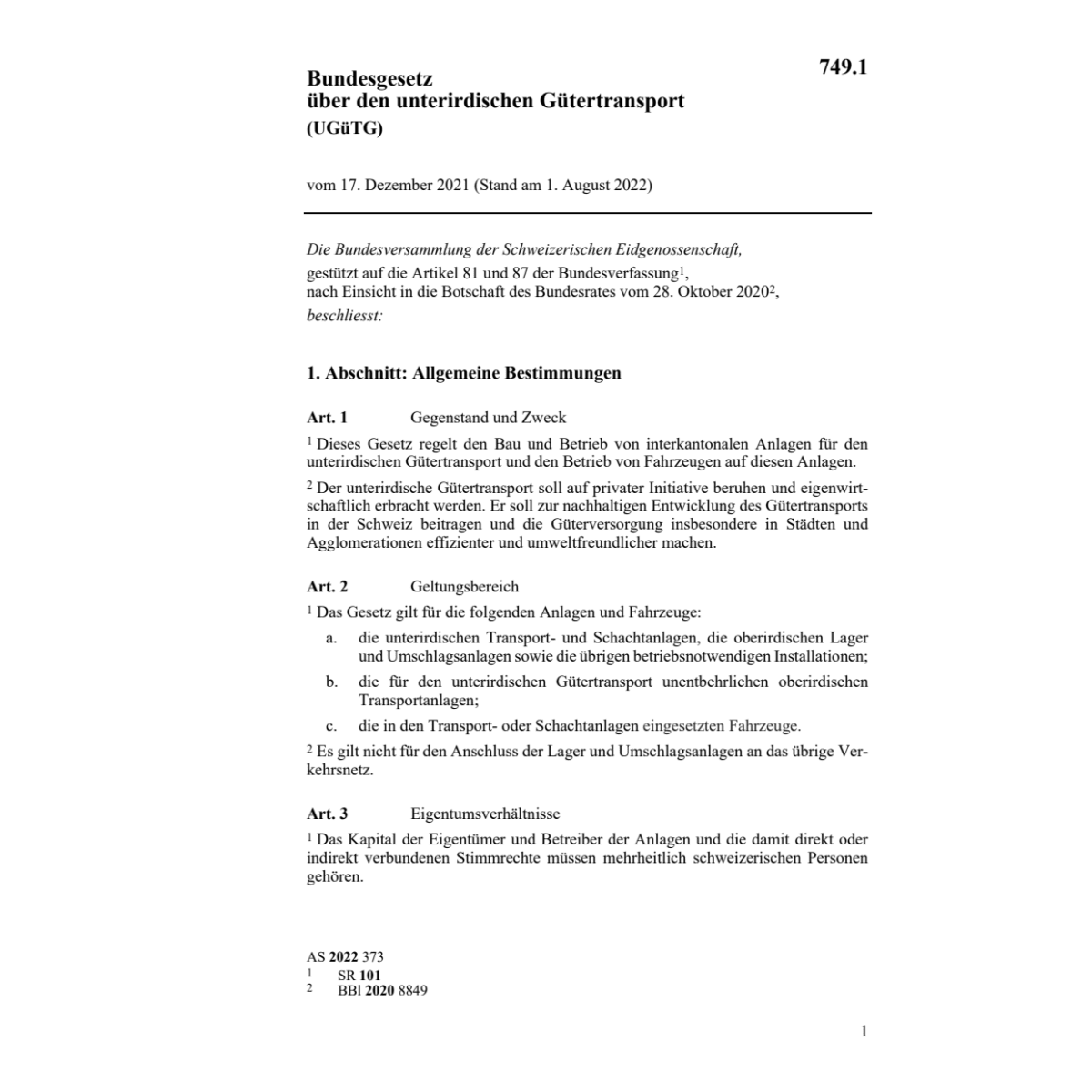 BG unterirdischen Gütertransport (UGüTG)