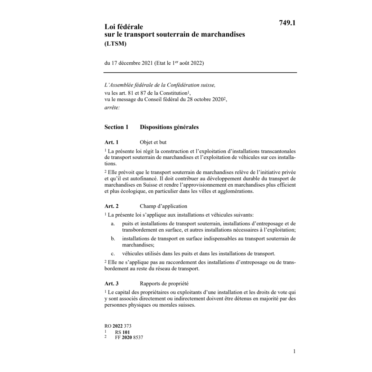 LF transport souterrain marchand. (LTSM)