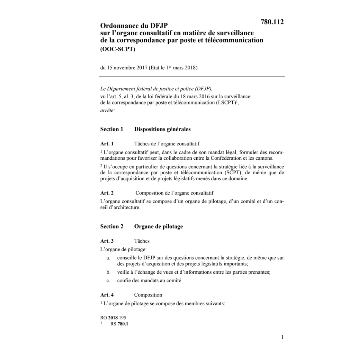 O DFJP 15.11.17 organe consultatif
