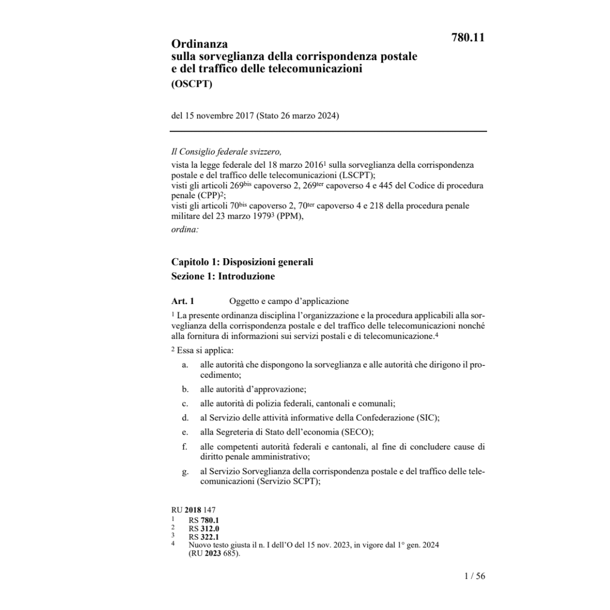 O sorvegl. corrispondenza postale OSCPT