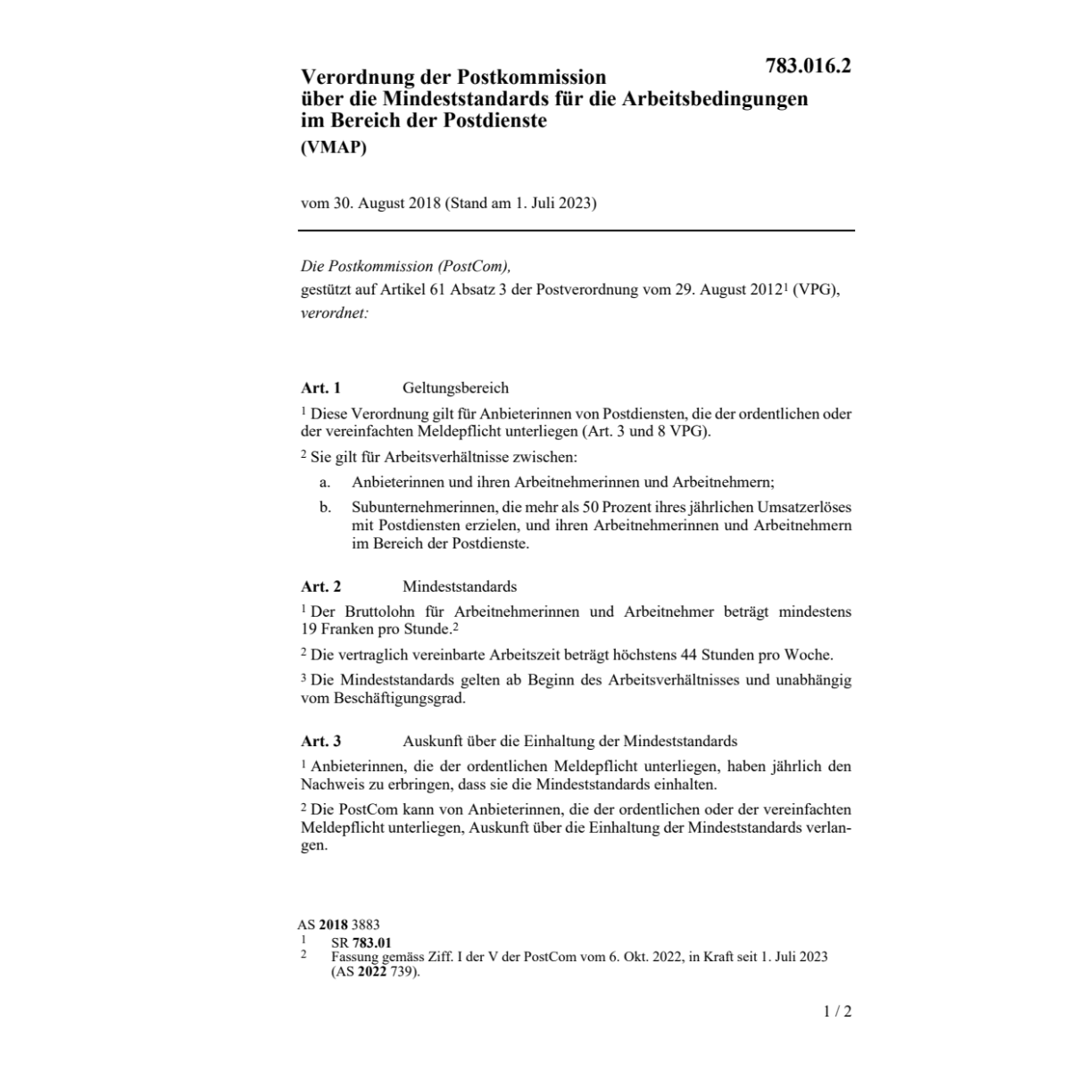 V Arbeitsbedingungen Postdienste (VMAP)