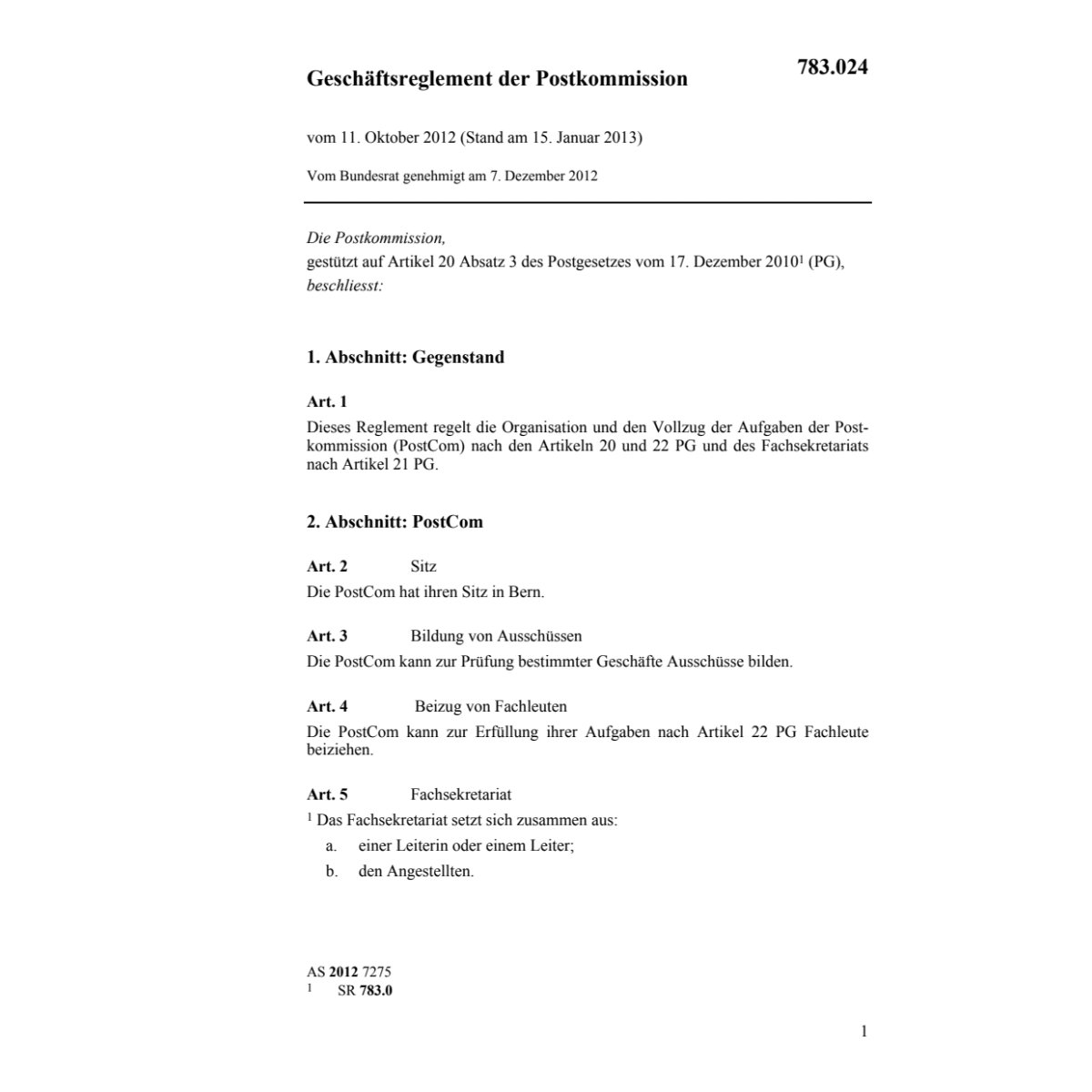 Geschäftsr Postkommission