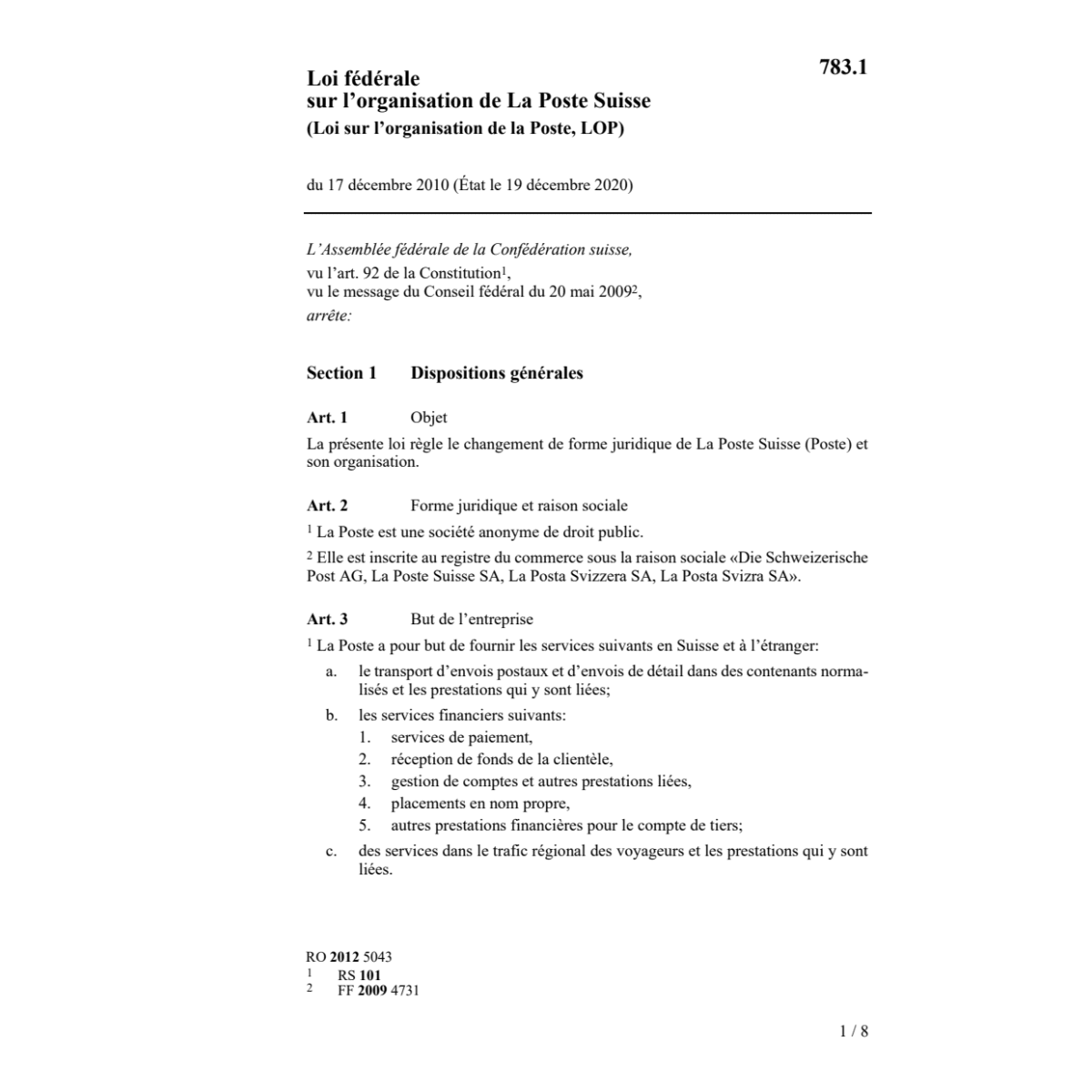 LF organisation Poste, LOP