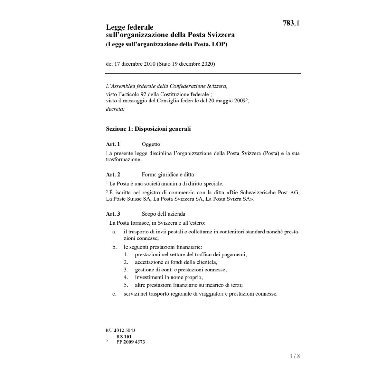 LF organizzazione poste LOP