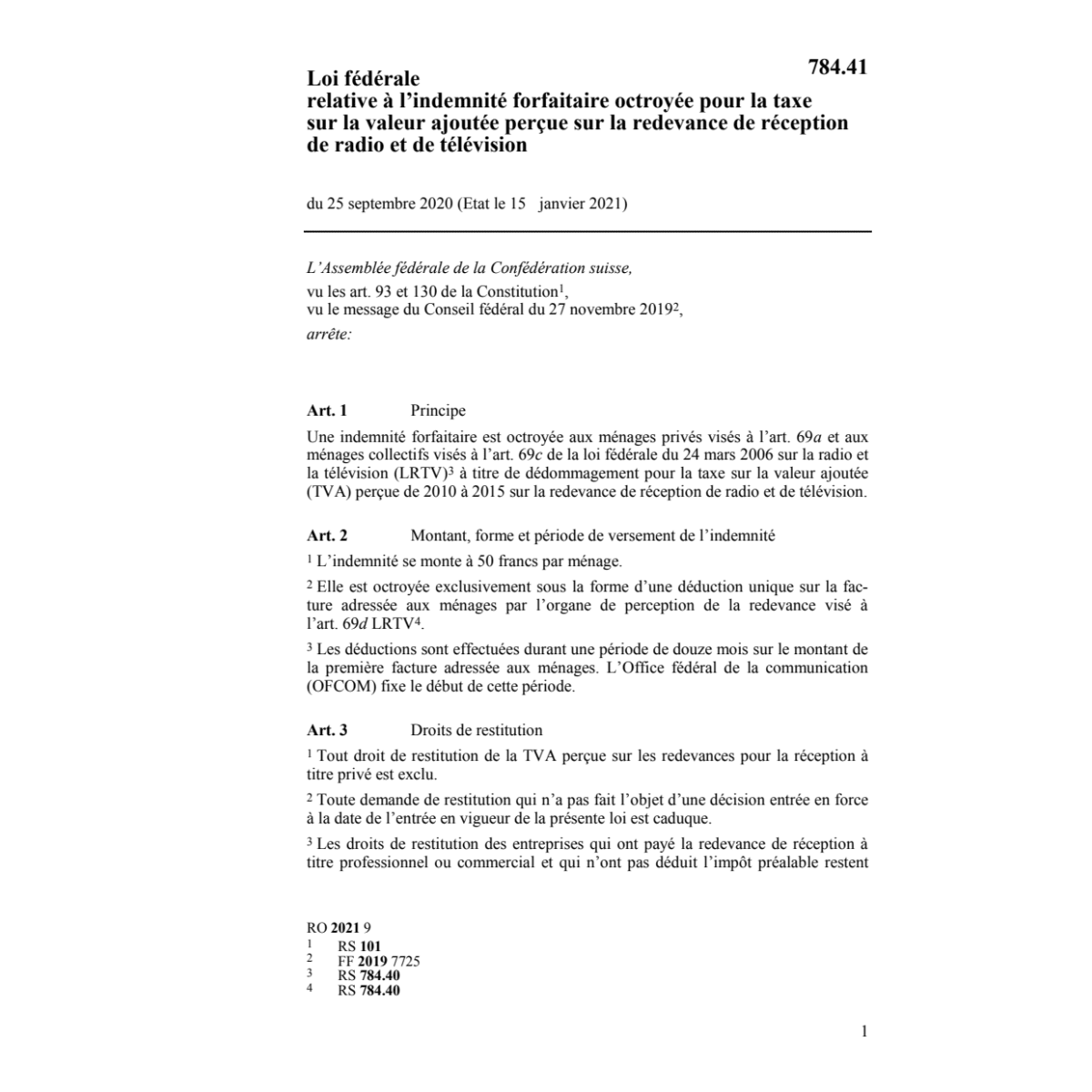 Lf taxe valeur radio télévision