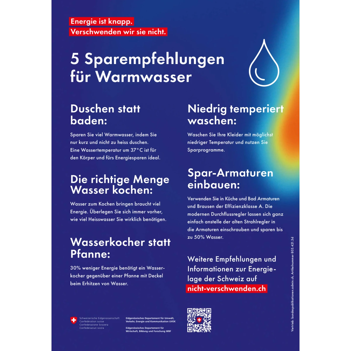 Plakat A4 Warmwasser