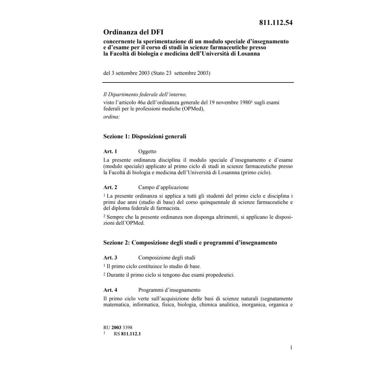 O 3.9.03 sperimentazione modulo speciale