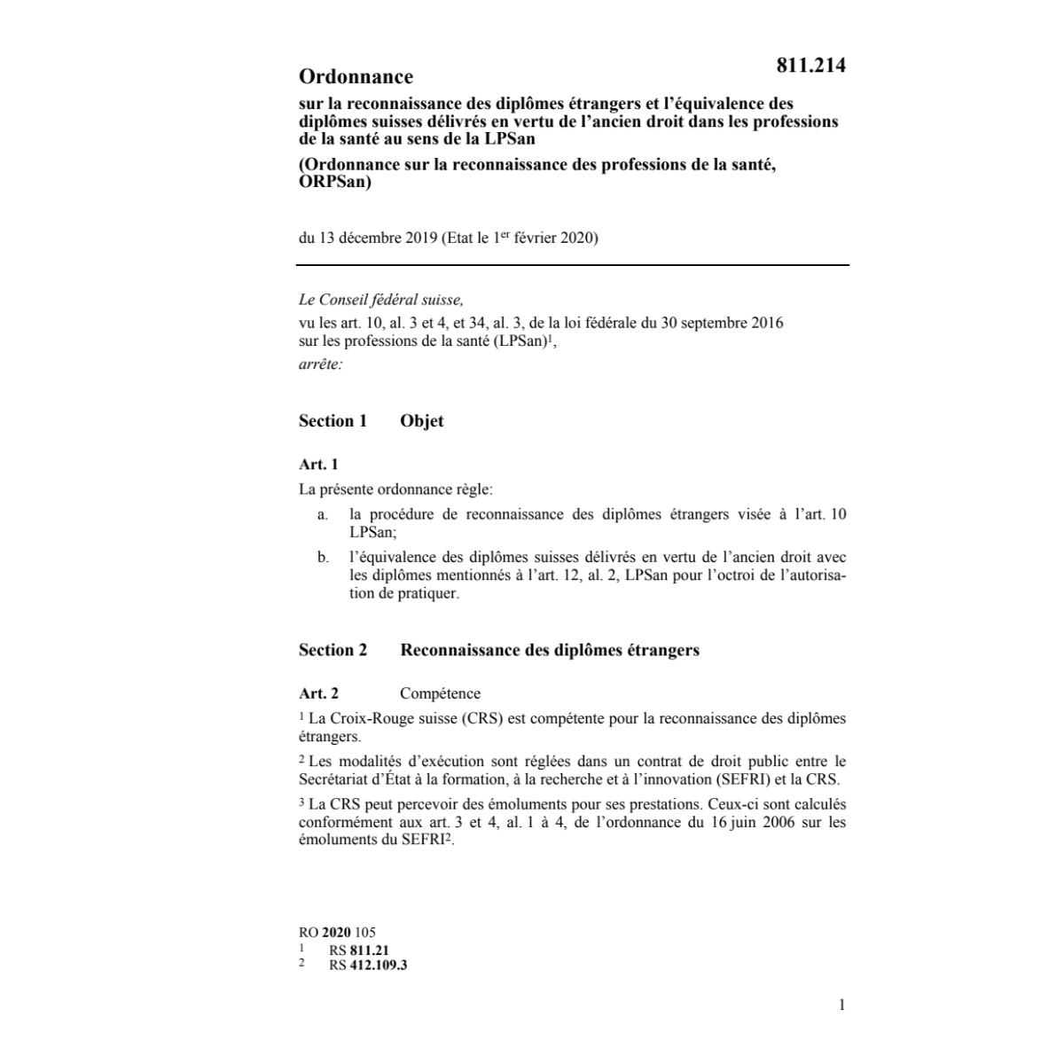 O reconnaissance prof. santé 13.12.19