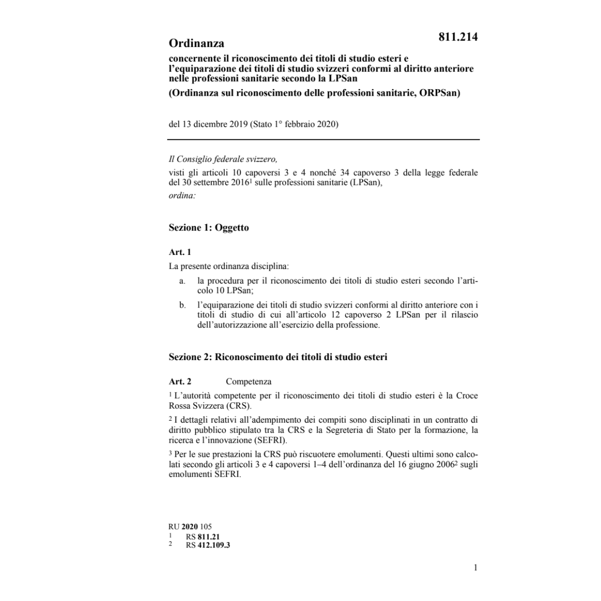 O riconoscimento prof sanitarie 13.12.19