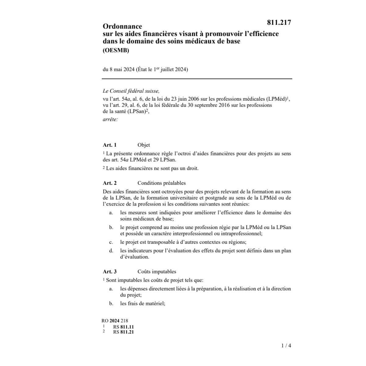 O aide financière soins médicaux OESMB
